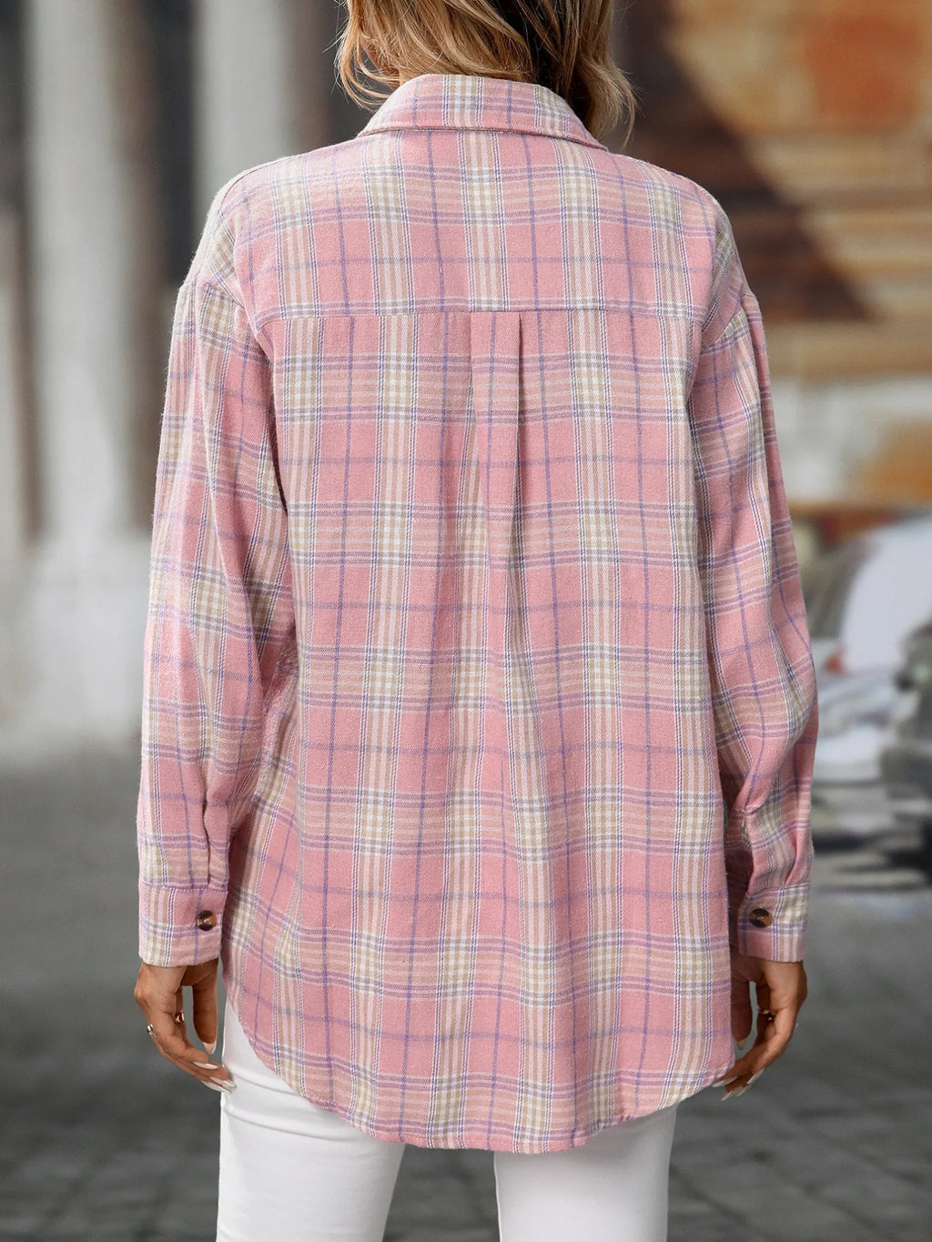 Plaid Button-down Oversized Shirt (20)