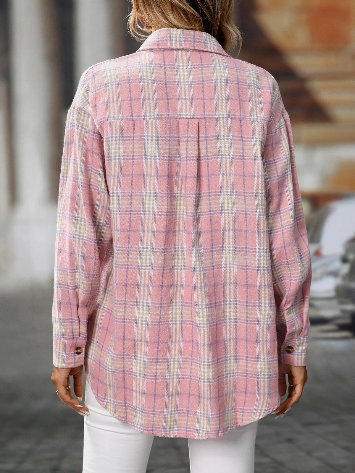 Plaid Button-down Oversized Shirt (20)