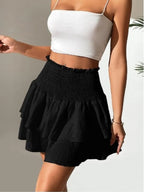 Smocked Layered Mini Skirt (4)