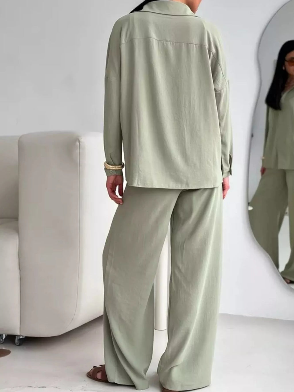Button Down Shirt Pants Set (11)