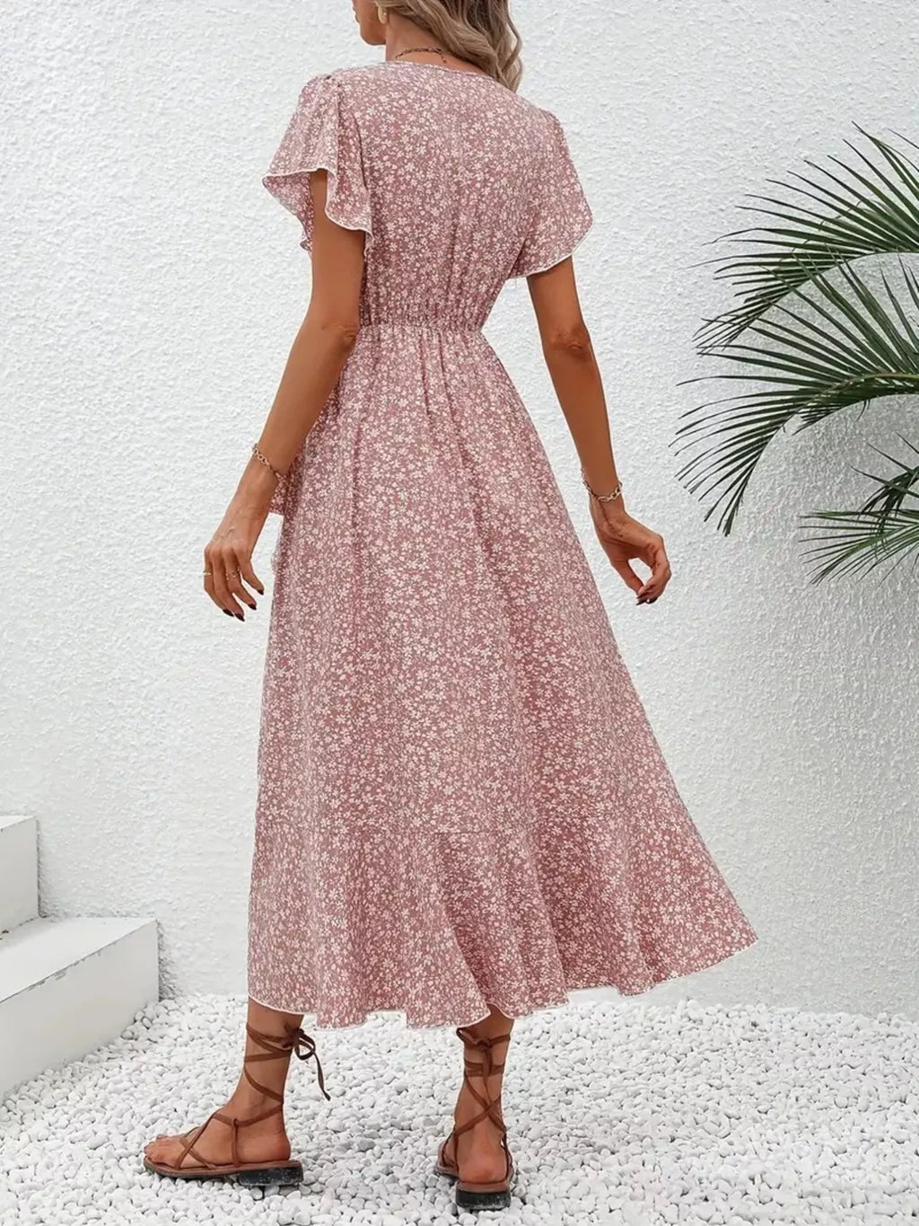Floral Print Ruffle Hem Wrap Midi Dress (10)