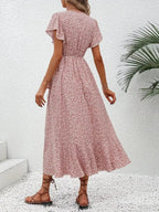Floral Print Ruffle Hem Wrap Midi Dress (10)