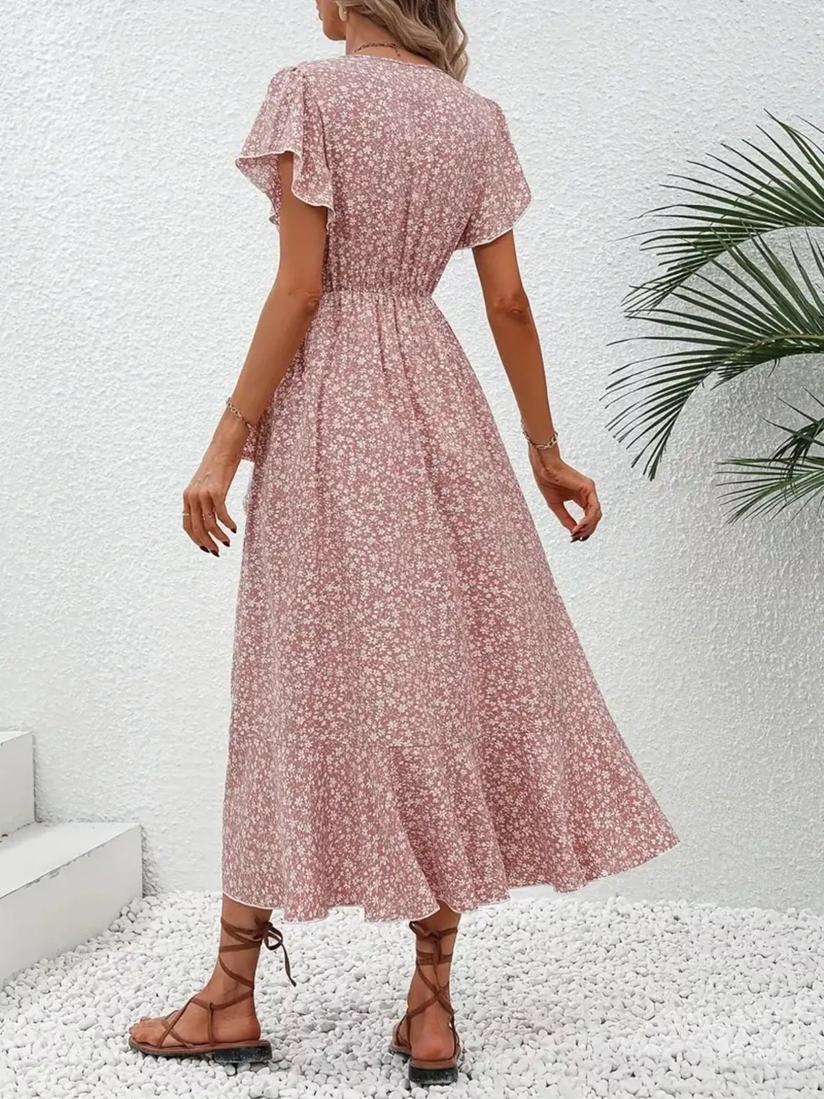 Floral Print Ruffle Hem Wrap Midi Dress (10)