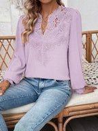 Lace Trim Long Sleeve Blouse (22)