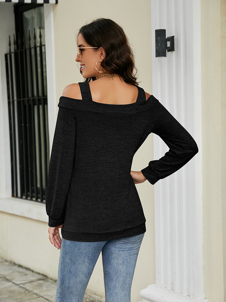 Cold Shoulder Cutout Square Neck Blouse (6)
