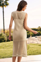 Slit Round Neck Sleeveless Sweater Dress (12)