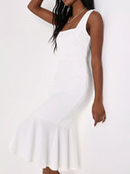 Sleeveless Square Neck Mermaid Midi Dress (13)