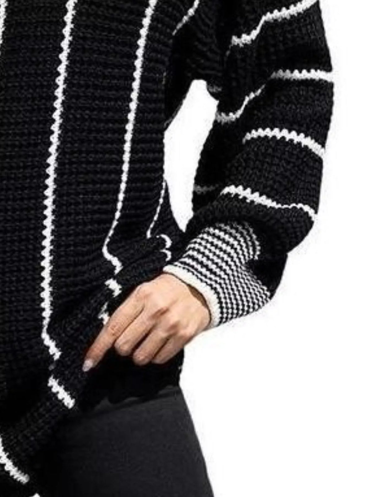 V-neck Textured Knit Sweater (5)