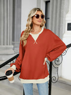 Contrast Round Neck Long Sleeve Sweatshirt (8)