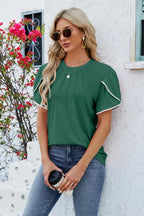 Round Neck Petal Sleeve T-shirt (3)
