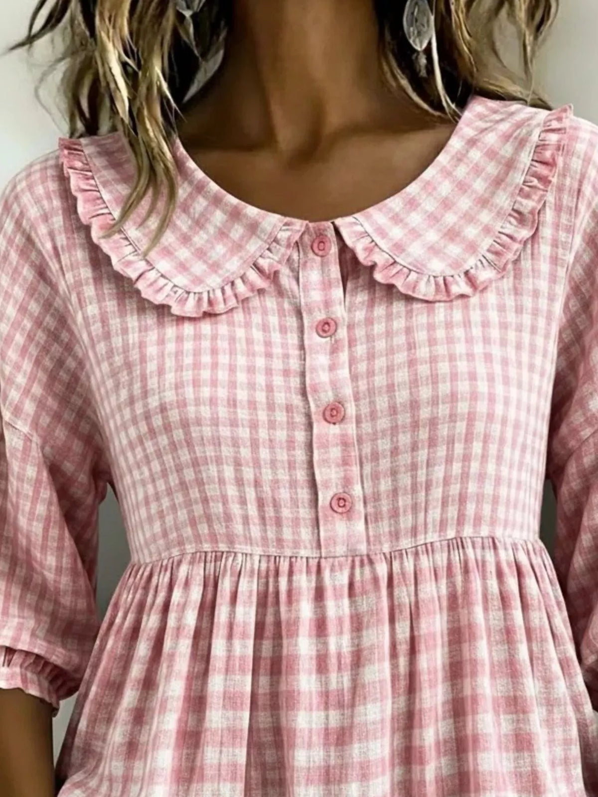 Full Size Gingham Peter Pan Collar Blouse Plus (8)