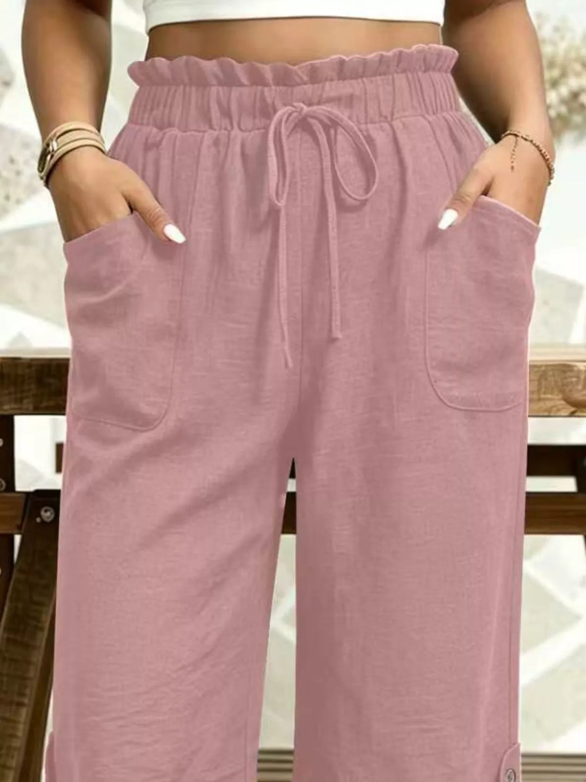 High-waisted Drawstring Capris (14)