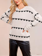 Heart Pattern Dropped Shoulder Sweater (10)