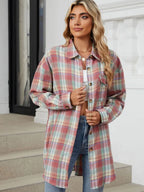 Plaid Collared Neck Long Sleeve Shirt (3)