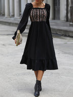 Square-neck Cinched Midi Dress photo 2