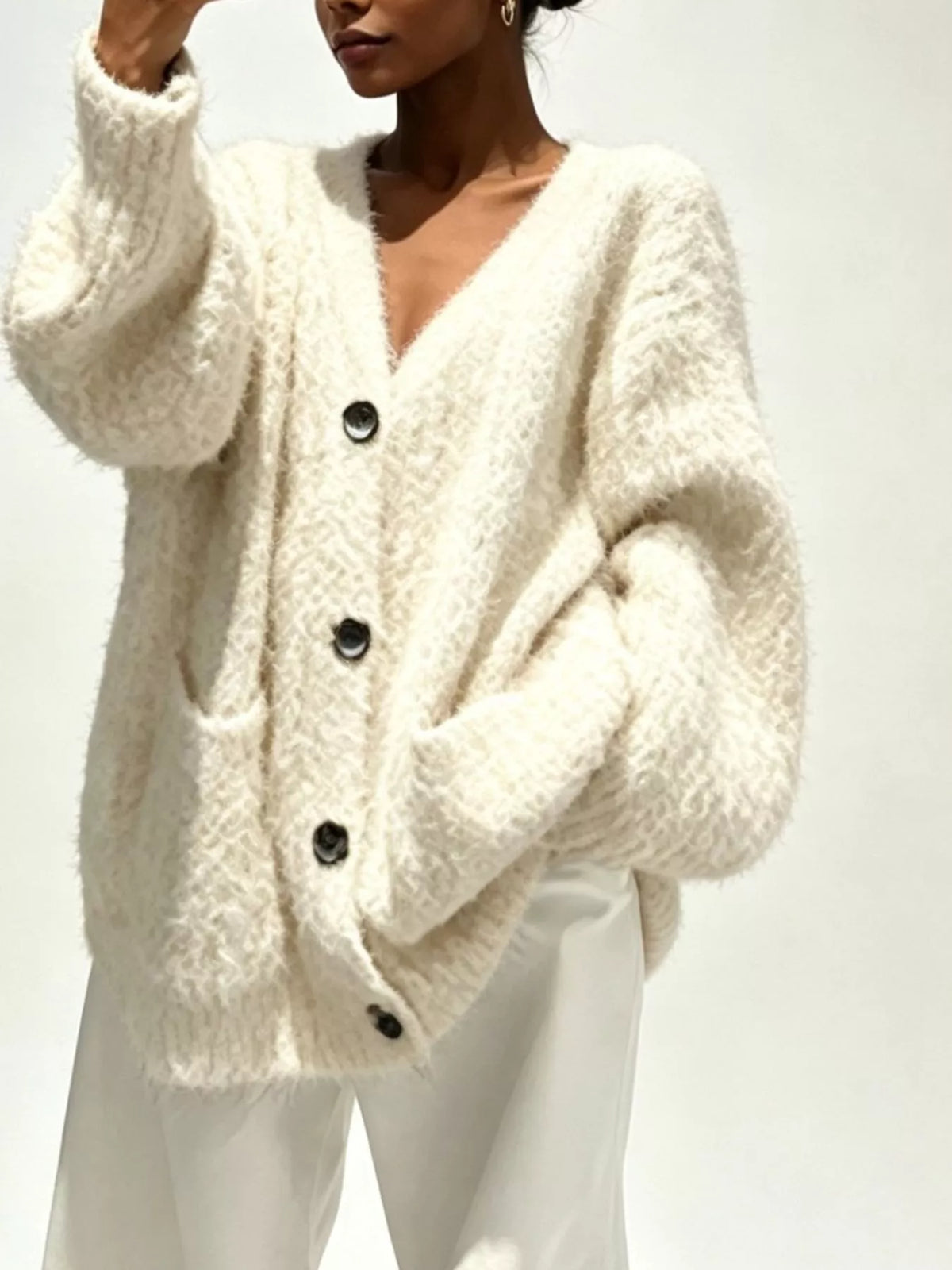 Full Size V-neck Button-down Cardigan Plus (8)