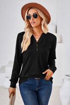 Notched Button Detail Long Sleeve T-shirt (15)