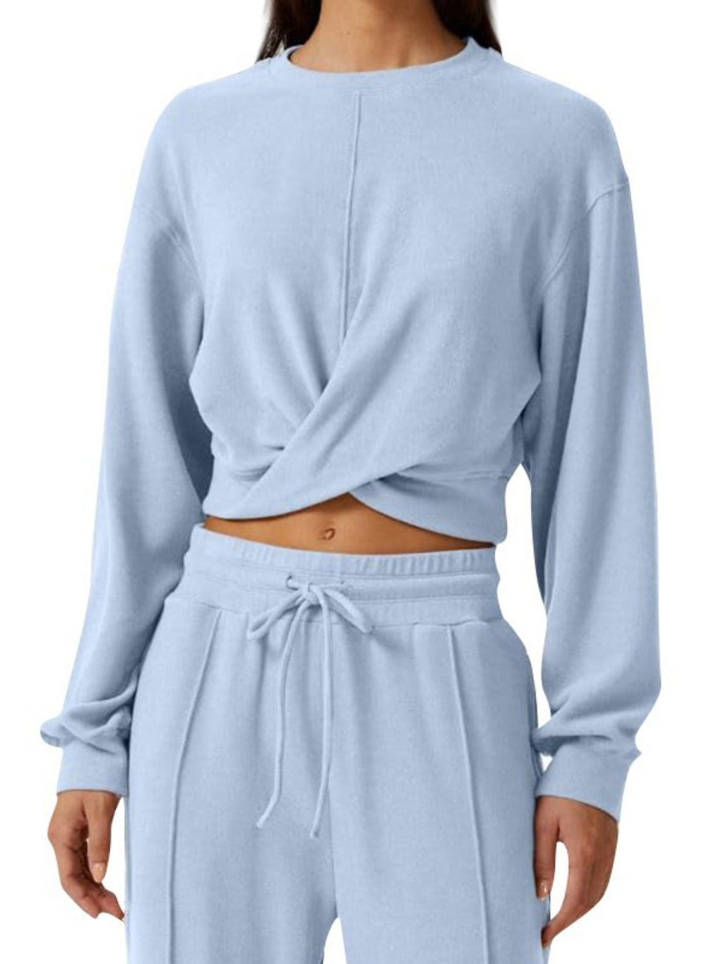 Twist-front Long Sleeve Top Pants Set (8)