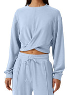 Twist-front Long Sleeve Top Pants Set (8)