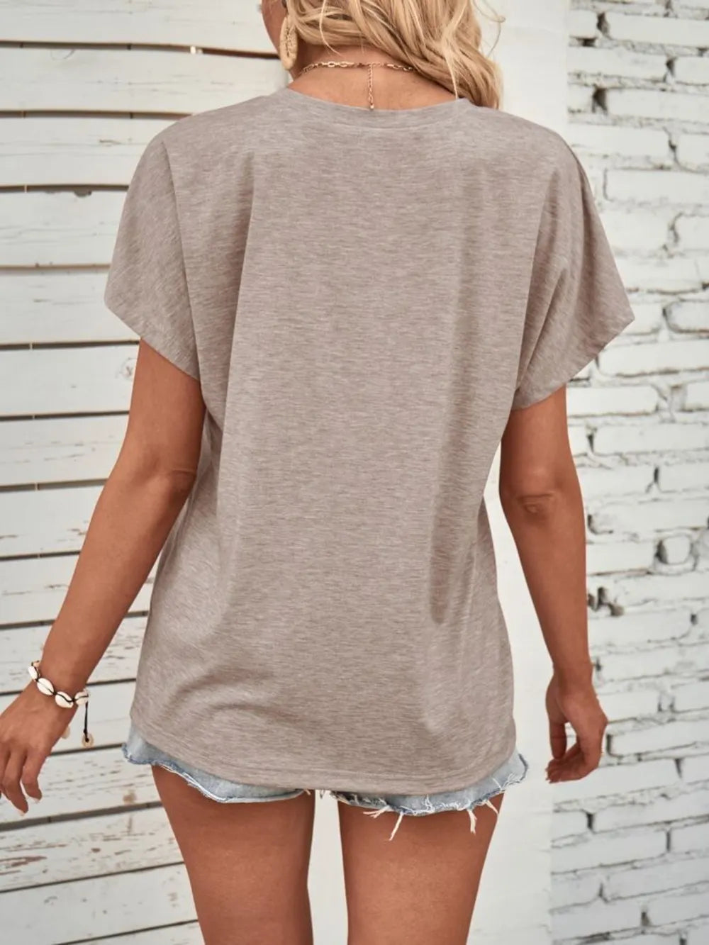 Half Button Short Sleeve Top (8)