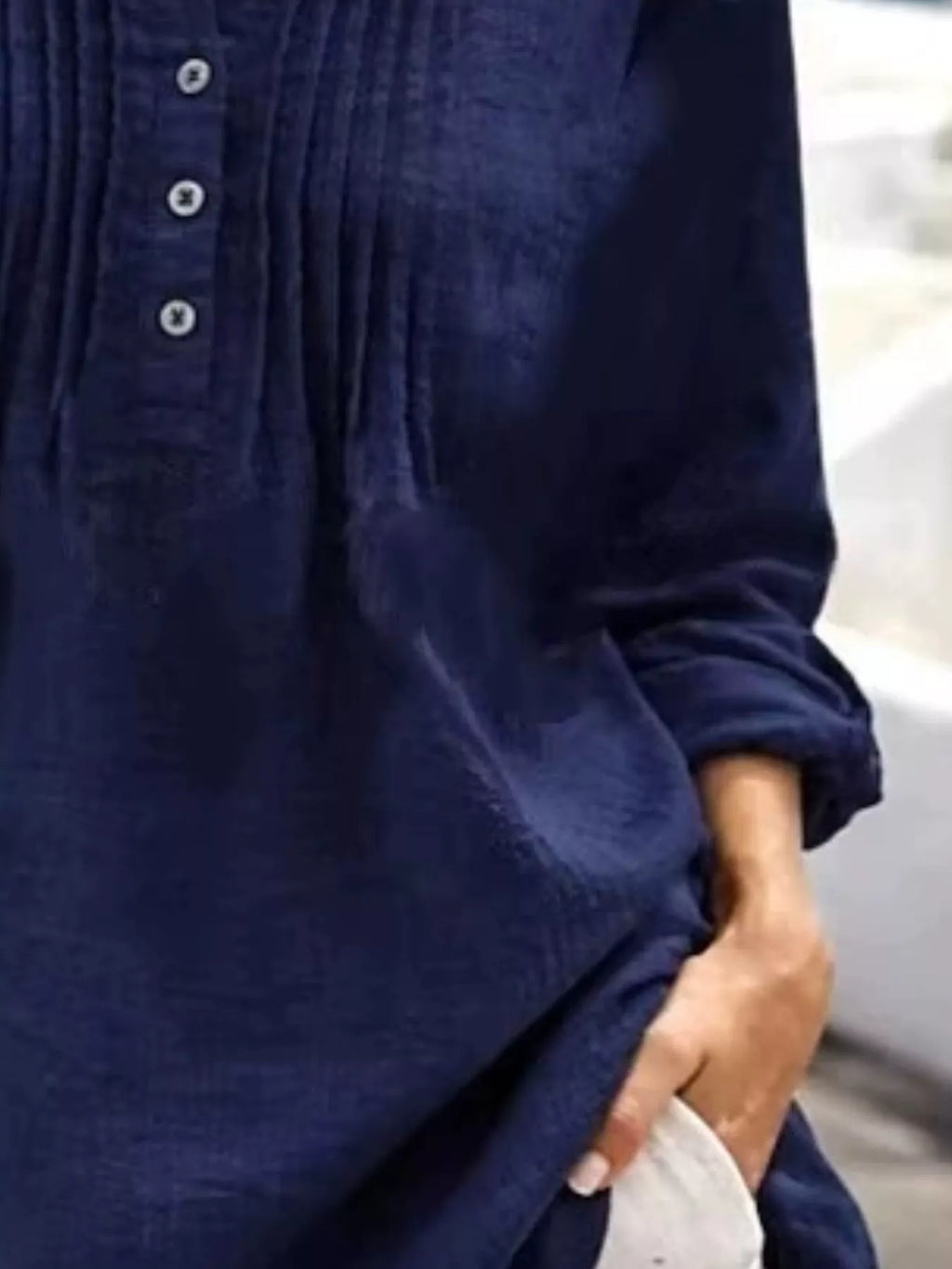 Casual Button Detail Long Sleeve Linen Shirt (12)