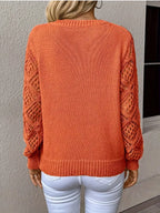 Openwork V-neck Long Sleeve Sweater (9)
