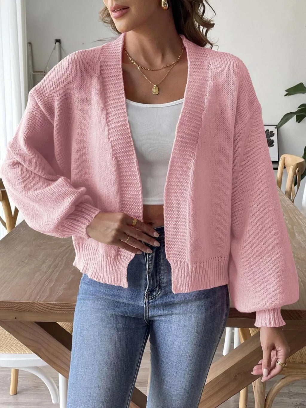 Open Front Dropped Shoulder Cardigan (14)