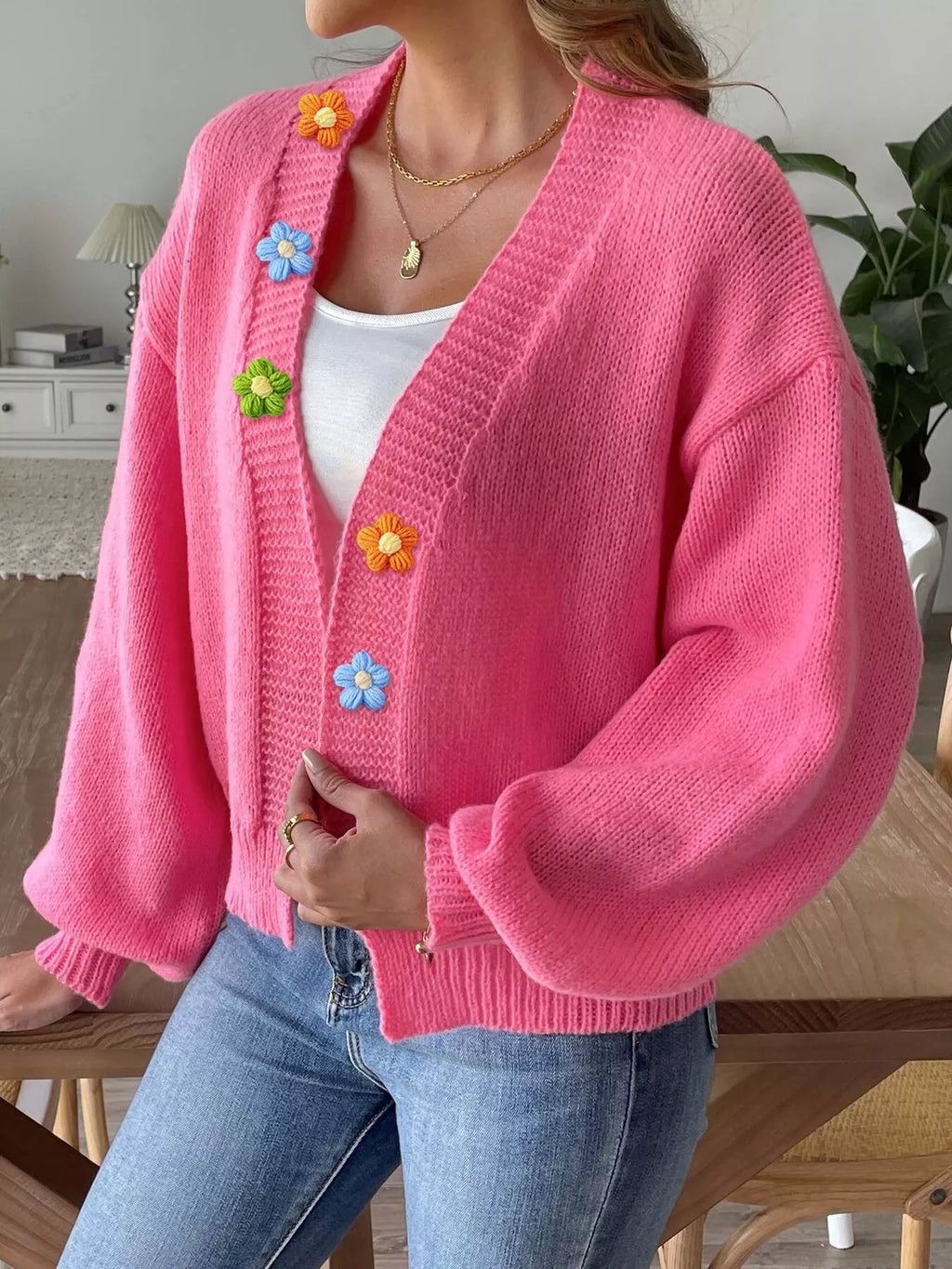 Flower Open Front Cardigan (5)