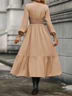 Notched Long Sleeve Tiered Dress (20)