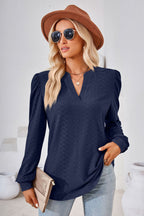V-neck Puff Sleeve Blouse (6)