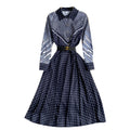 Color-blocking Striped Print Slim Mid-length Retro Dress variant CJLY118881801AZ|CJLY118881802BY|CJLY118881803CX|CJLY118881804DW|CJLY118881805EV