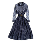 Color-blocking Striped Print Slim Mid-length Retro Dress variant CJLY118881801AZ|CJLY118881802BY|CJLY118881803CX|CJLY118881804DW|CJLY118881805EV