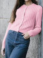 Cable Knit Button-up Cardigan (14)