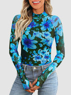 Floral Mock Neck Long Sleeve T-shirt (10)