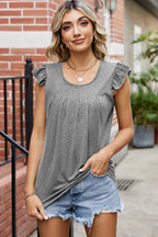 Ruffled Ruched Round Neck Tank (4)