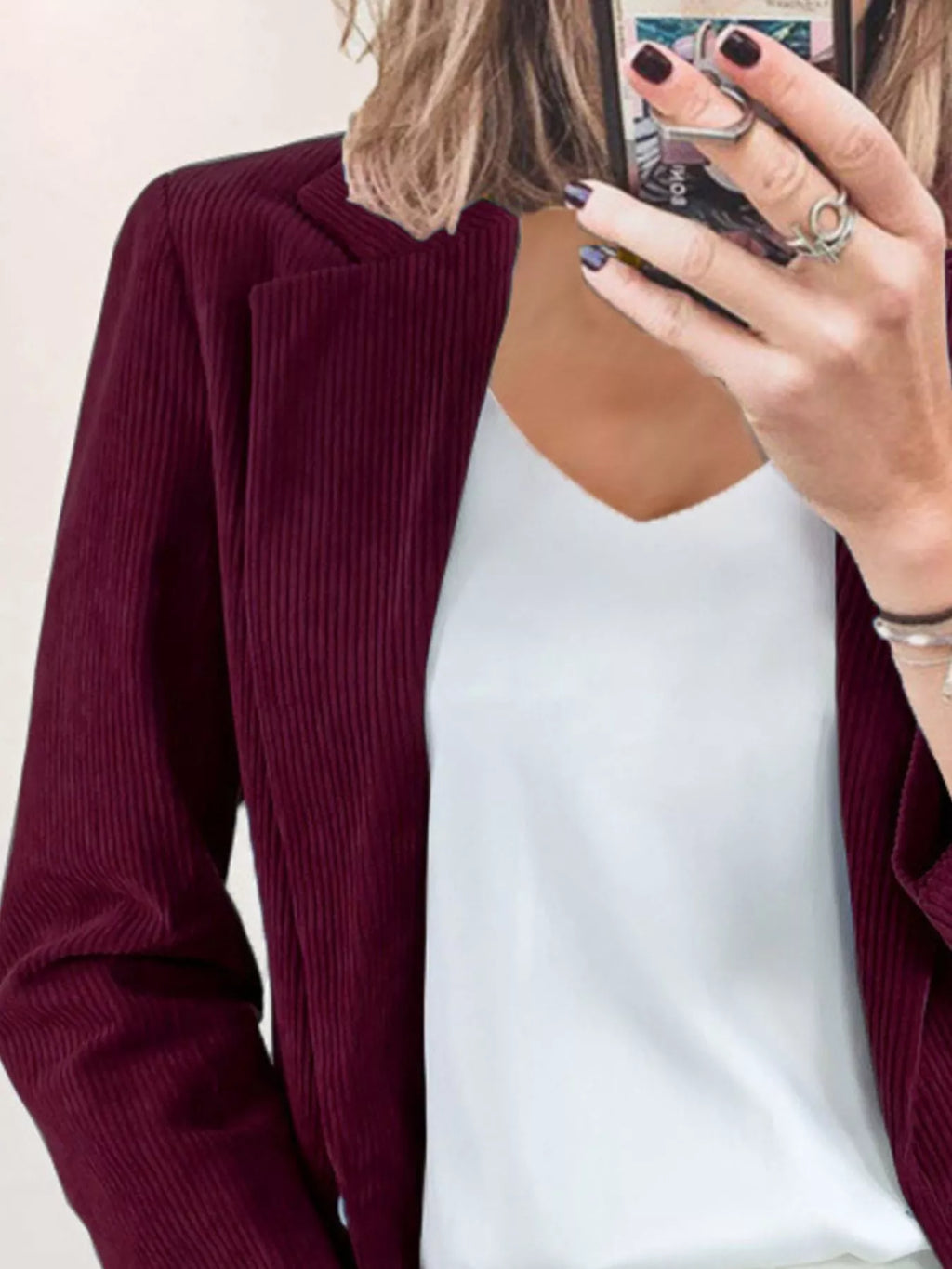 Corduroy Lapel Collar Casual Blazer (17)