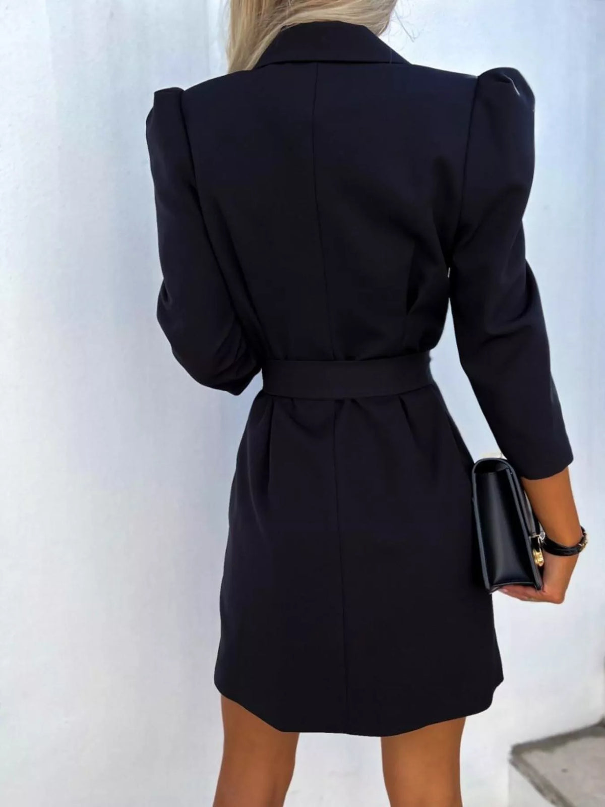 3/4 Sleeve Belted Blazer Dress (14)