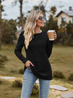 Ribbed Round Neck Long Sleeve Tee (22)