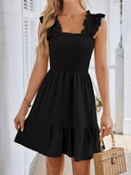Smocked Square Neck Wide Strap Dress (8)