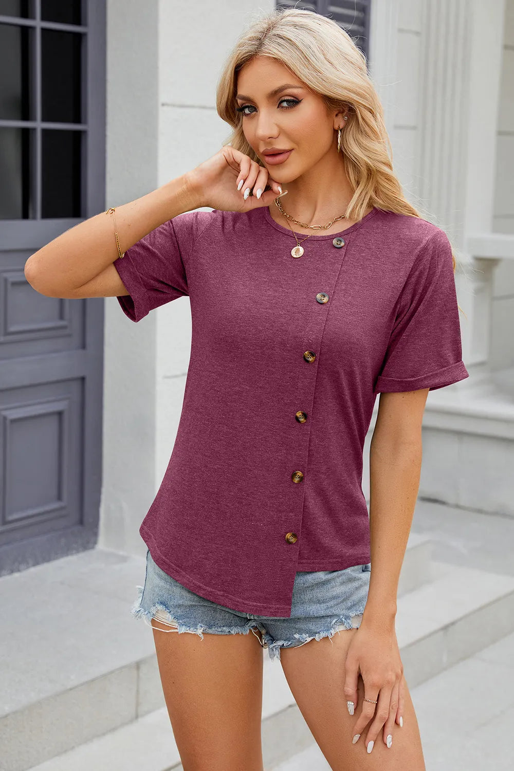 Round Neck Short Sleeve T-shirt (23)