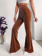 Full Size High-waisted Velvet Flare Pants Plus (2)