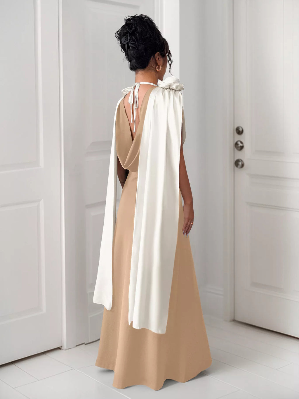 Floral Applique Two Tone Maxi Dress (15)