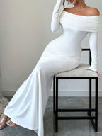 Off-shoulder Ruched Bodycon Maxi Dress (3)