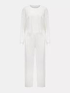 Waffle-knit Round Neck Top Pants Set (7)