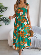 Smocked Floral Tie Shoulder Midi Dress (12)