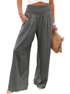 Smocked High Waisted Wide Leg Pants (5)