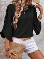 Ruffle Sleeve Solid Color Blouse (9)