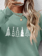 Christmas Tree Graphic Drop Shoulder Sweatshirt (20)