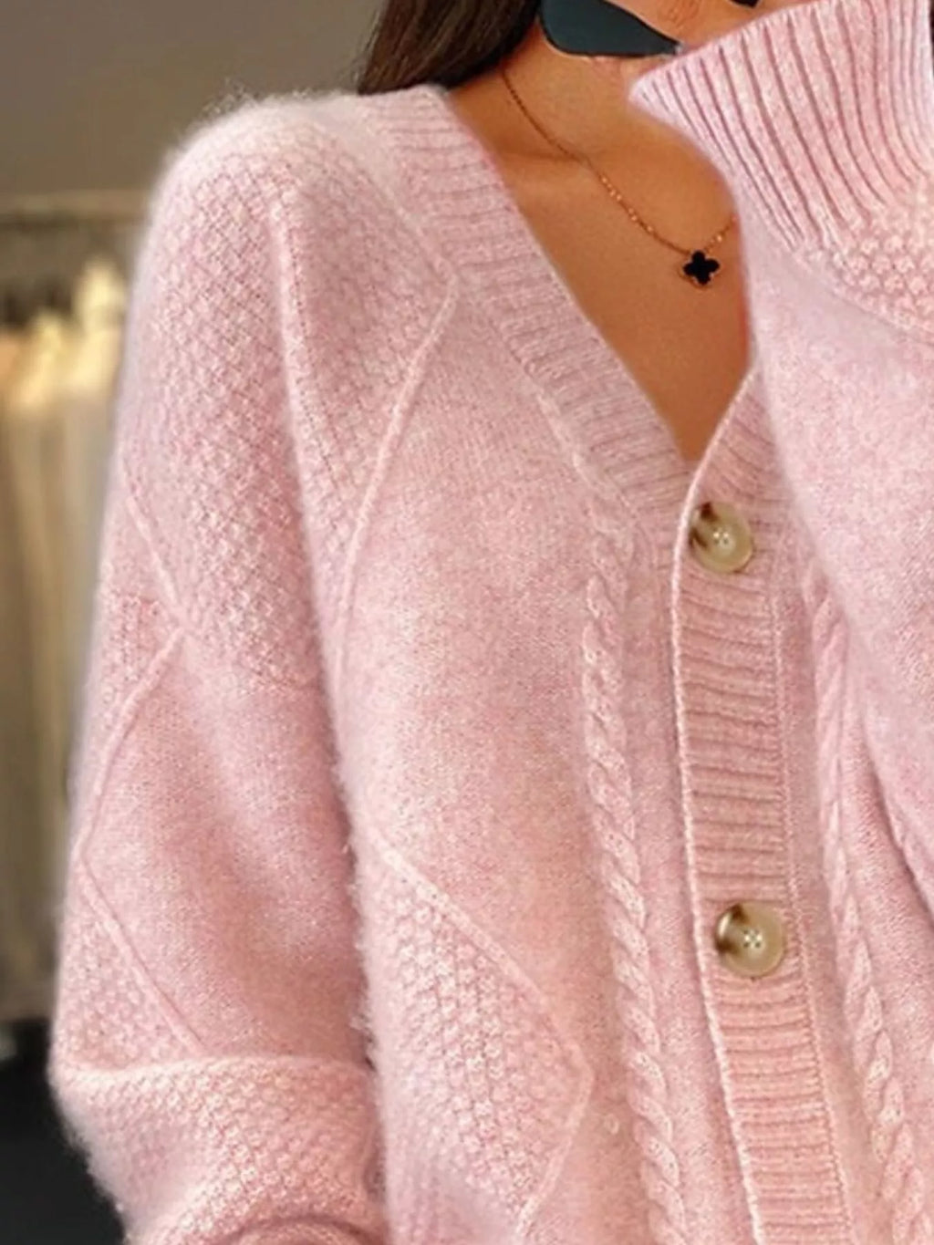 Full Size Textured Knit Button-down Cardigan Plus (5)