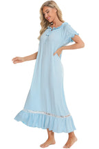 Lace Detail Short Sleeve Lounge Dress (6)